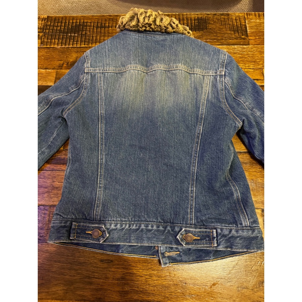 Abercrombie & Fitch Womens Denim Jacket Faux Fur Sherpa Lined Blue Small - Picture 7 of 12